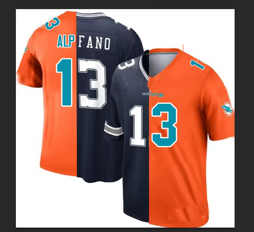 M.Dolphins #13 Alpfano Aqua Game Retired Player Jersey Stitched American Football Jerseys - Main View