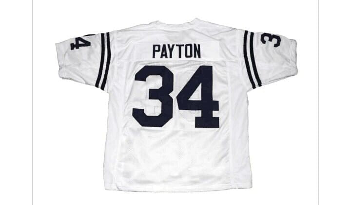 J.State white and navy blue #34 Walter Payton college jersey - Main View