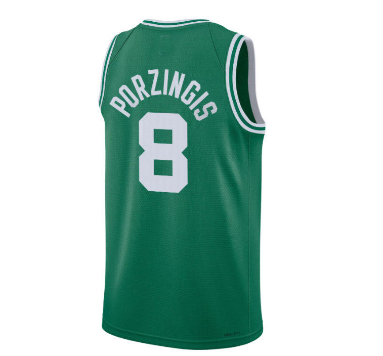 B.Celtics #8 Kristaps Porzingis Icon Jersey Green Stitched American Basketball Jersey - Main View