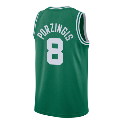 B.Celtics #8 Kristaps Porzingis Icon Jersey Green Stitched American Basketball Jersey - Main View