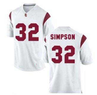 U.Trojans #32 O.J. Simpson Replica Football Jersey White Stitched American College Jerseys - Main View