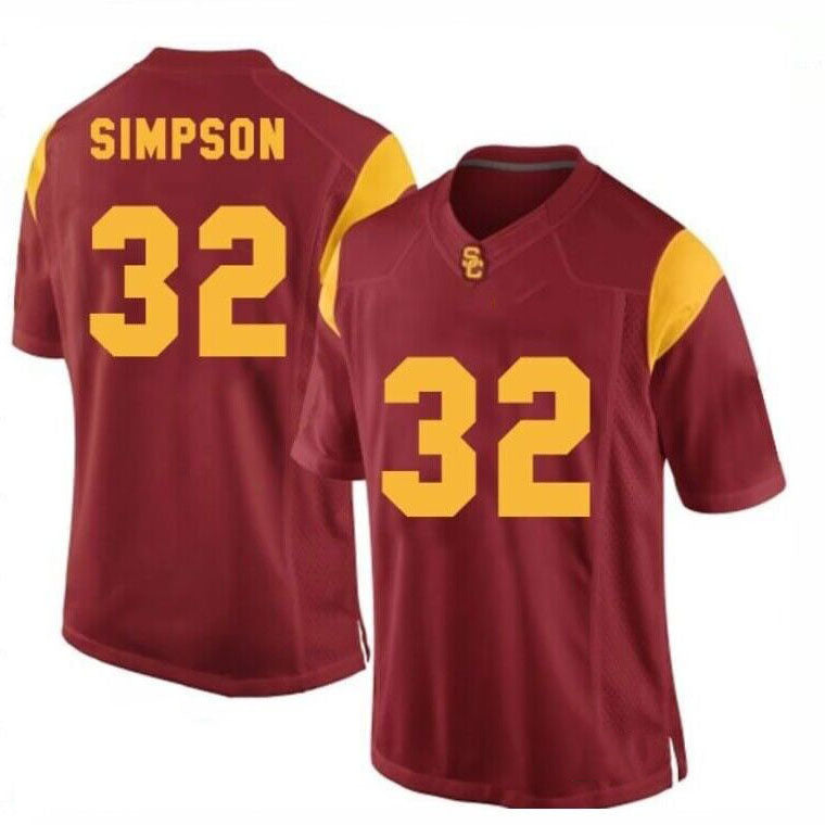 U.Trojans #32 O.J. Simpson Replica Football Jersey Cardinal Stitched American College Jerseys - Main View