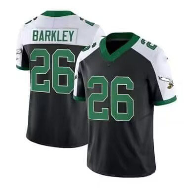 P.Eagles #26 Saquon Barkley Alternate Game Jersey - Black White American Football Jerseys - Main View