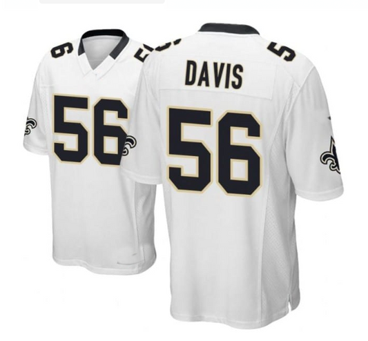 NO.Saints #56 Demario Davis White Game Player Jersey Stitched American Football Jerseys - Main View