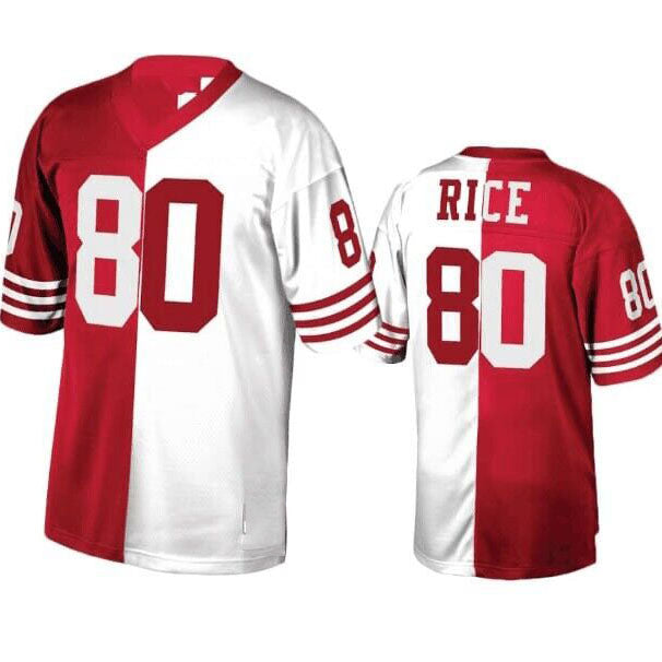 SF.49ers #80 Jerry Rice White Red Stitched American Football Jersey - Main View