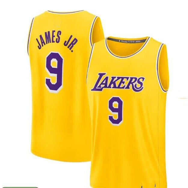 LA. Lakers #9 Bronny James Jr. Yellow 2024 Draft Icon Edition Stitched Basketball Jersey - Main View