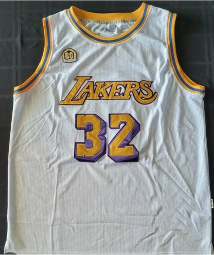 LA.Lakers #32 Magic Johnson Mitchell & Ness Cream 1984 Stitched American Basketball Jersey - Main View
