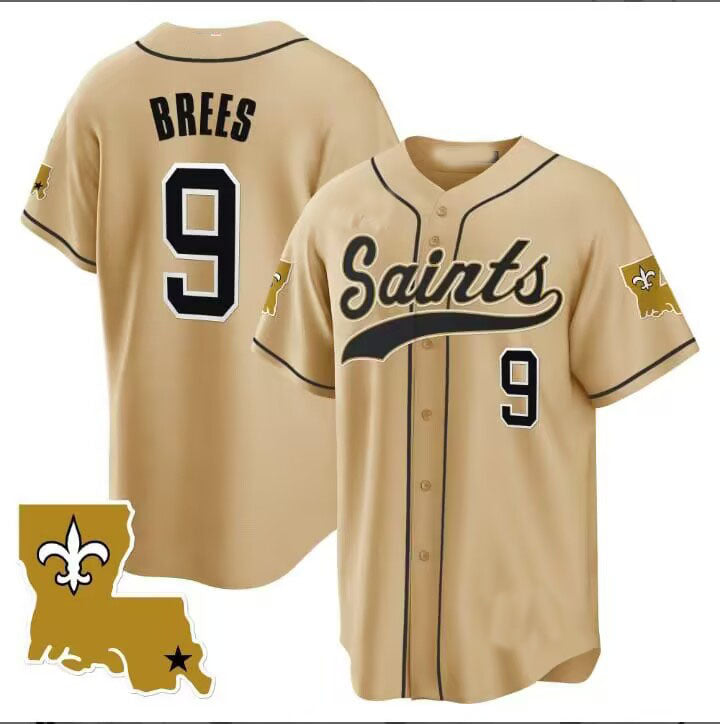 NO.Saints #9 Drew Brees Alvin Kamara Gold Vapor Untouchable Baseball Jersey - Main View