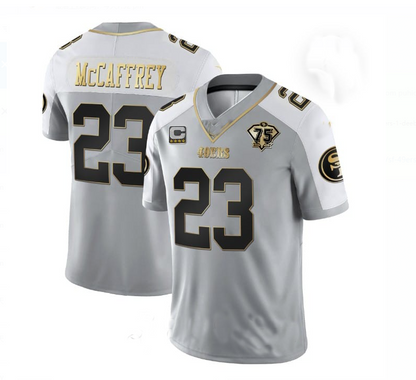 SF.49ers #23 Christian McCaffrey  White Game Player Jersey Stitched American Football Jerseys - Main View