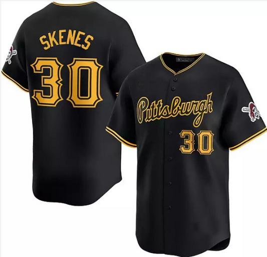 Pittsburgh Pirates #30 Paul Skenes Black Cool Base Baseball Jersey - Main View
