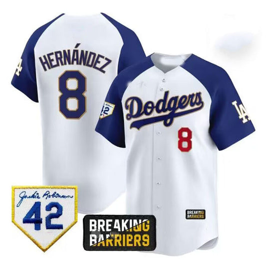 Los Angeles Dodgers  #8 Enrigue Hernandez White Stitched Baseball Jersey - Main View