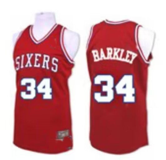 PH.76ers #34 Charles Barkley Red 1989-90 Charles Barkley Stitched American Basketball Jersey - Main View