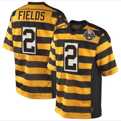 P.Steelers #2 Justin Fields Bumblebee Throwback 80th Season American Football Jerseys - Main View