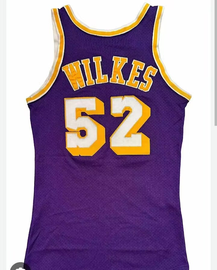 LA.Lakers #52 Jamaal Wilkes Purple 1980 Game American Basketball Jersey - Main View