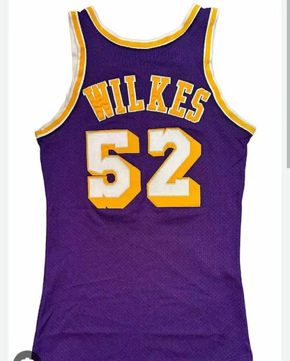 LA.Lakers #52 Jamaal Wilkes Purple 1980 Game American Basketball Jersey - Main View