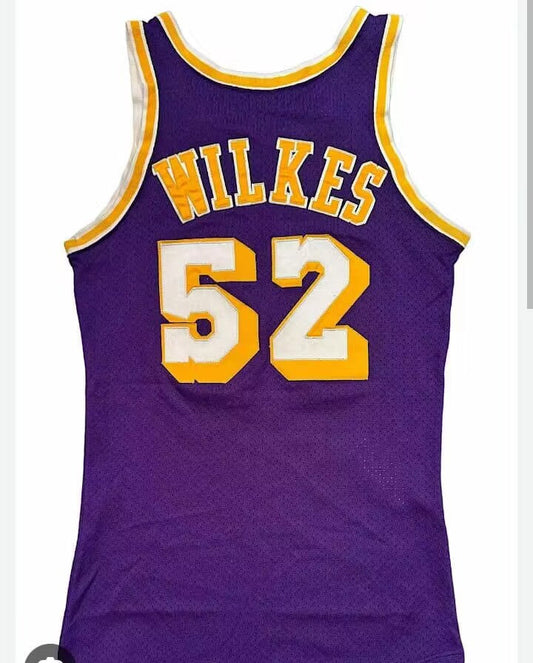 LA.Lakers #52 Jamaal Wilkes Purple 1980 Game American Basketball Jersey - Main View