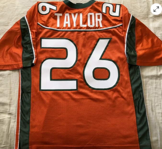 M.Hurricanes #26 Sean Taylor 2001-03 authentic orange jersey Big East patch American Stitched College Jerseys - Main View