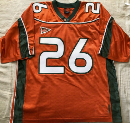 M.Hurricanes #26 Sean Taylor 2001-03 authentic orange jersey Big East patch American Stitched College Jerseys view 2