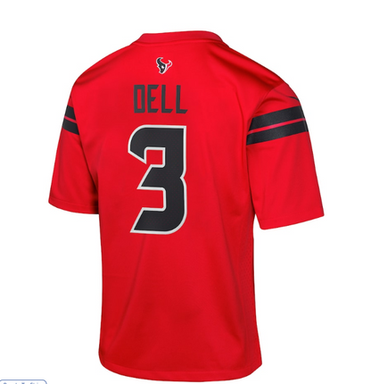 H.Texans #3 Tank Dell Alternate Game Jersey - Red American Football Jerseys - Main View