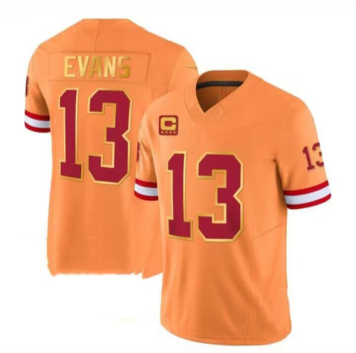 TB.Buccaneers #13 Mike Evans Throwback Game Jersey - Orange Stitched American Football Jerseys - Main View
