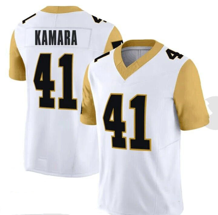 NO.Saints #41 Alvin Kamara White Gold Game Player  Stitched American Football Jersey - Main View