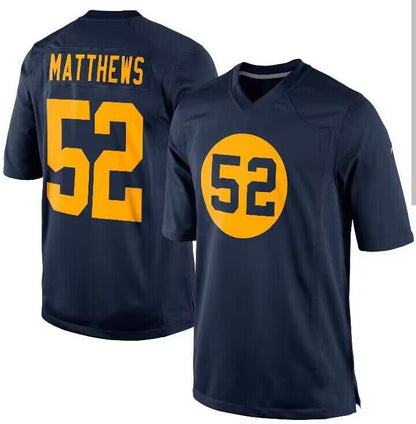 GB.Packers #52 Clay Matthews Throwback Limited Jersey - Navy Blue American Football Jerseys - Main View