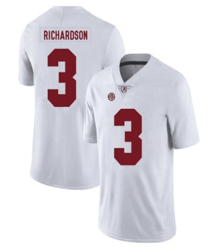 A.Crimson Tide #3 Trent Richardson White College Football Jersey - Main View