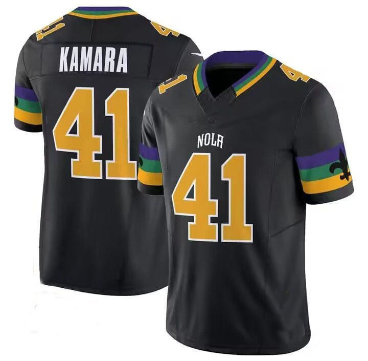 NO.Saints #41 Alvin Kamara Black Game Player  Stitched American Football Jersey - Main View