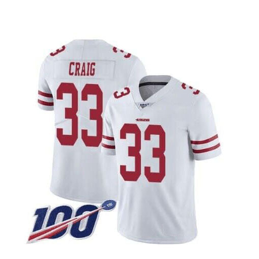 SF.49ers #33 Roger Craig White Vapor Limited 100th Season Stitched American Football Jerseys - Main View