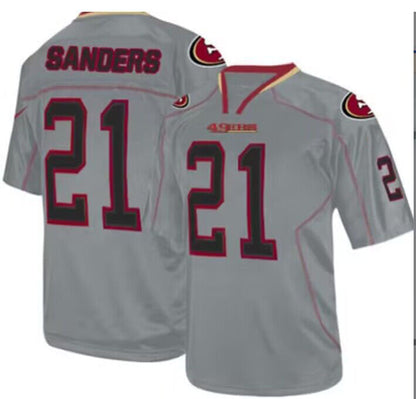 SF.49ers #21 Deion Sanders Gray Player Game Jersey Stitched American Football Jersey - Main View