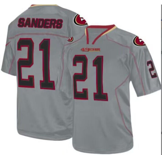 SF.49ers #21 Deion Sanders Gray Player Game Jersey Stitched American Football Jersey - Main View