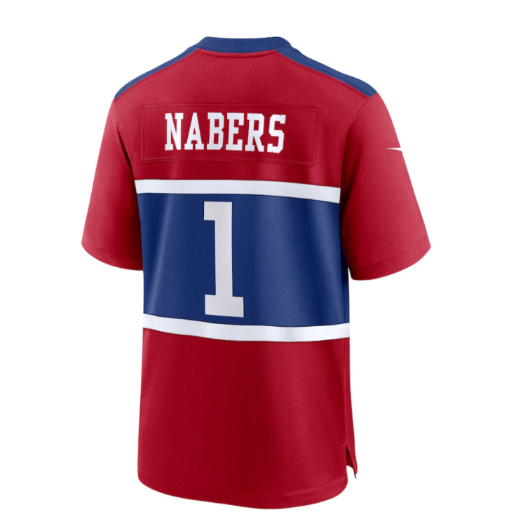 NY.Giants #1 Malik Nabers Alternate Game Jersey - Century Red Stitched American Football Jerseys - Main View