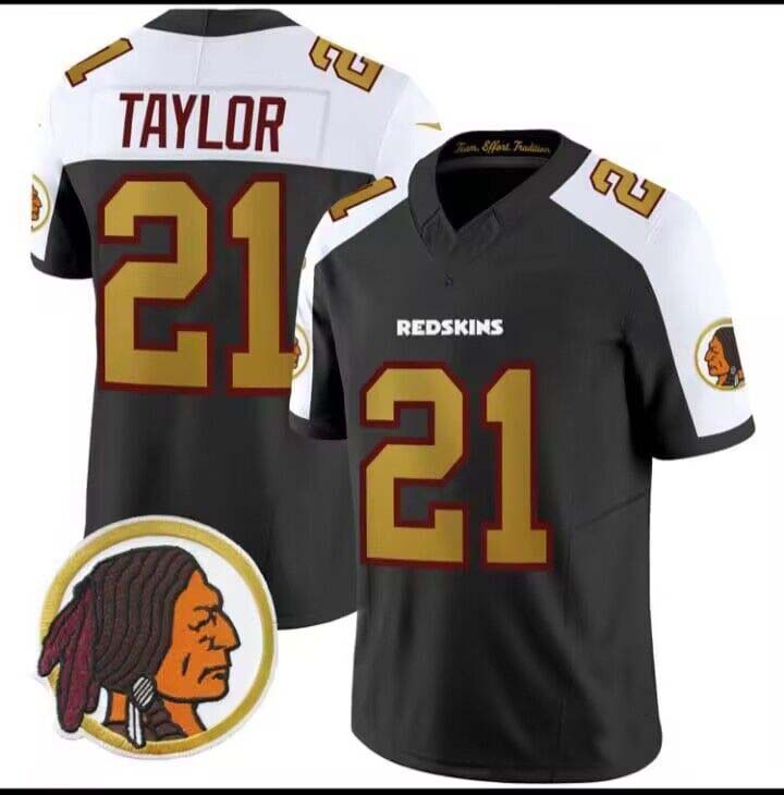 W.Redskins #21 Sean Taylor Throwback Vapor Black Gold Trim Jersey – All Stitched American Football Jerseys - Main View