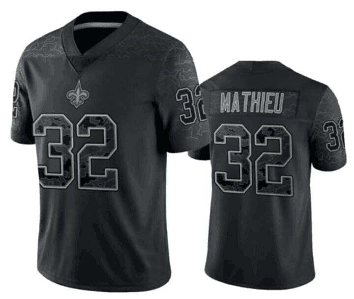 NO.Saints #32 Tyrann Mathieu Black RFLCTV Limited Jersey Stitched American Football Jersey - Main View