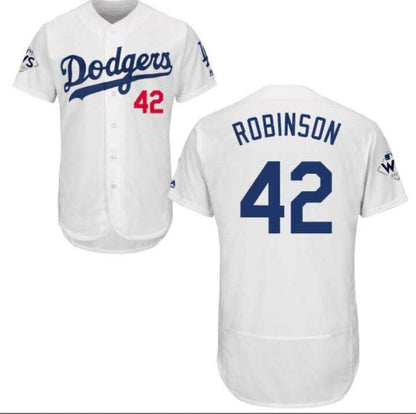 Los Angeles Dodgers #42 Jackie Robinson White Home Authentic Patch Jersey Baseball Jerseys - Main View
