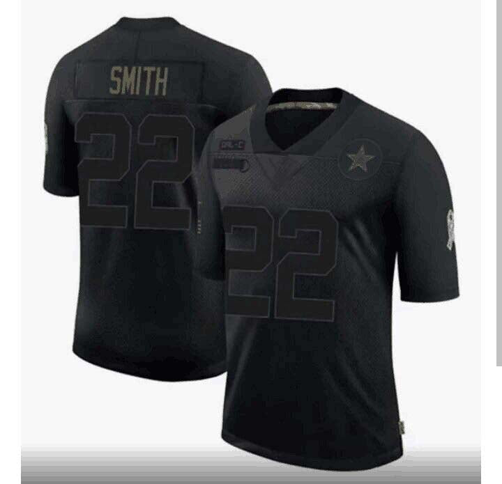 D.Cowboys #22 Emmitt Smith Vapor Limited 2020 Salute to Service Black Stitched American Football Jerseys - Main View