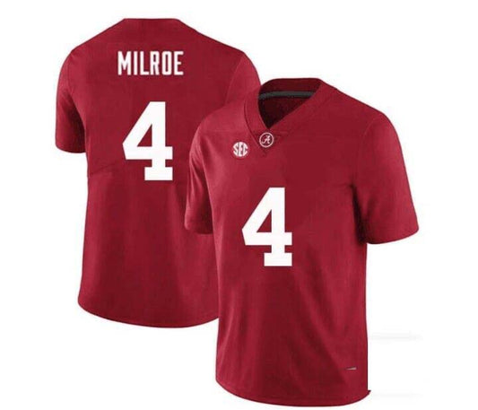 A.Crimson Tide #4 Jalen Milroe NIL Replica Football Jersey Crimson Stitched American College Jerseys - Main View