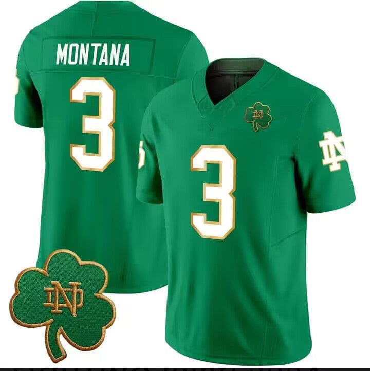 #3 MONTANA Green Replica Football Stitched American College Jerseys - Main View