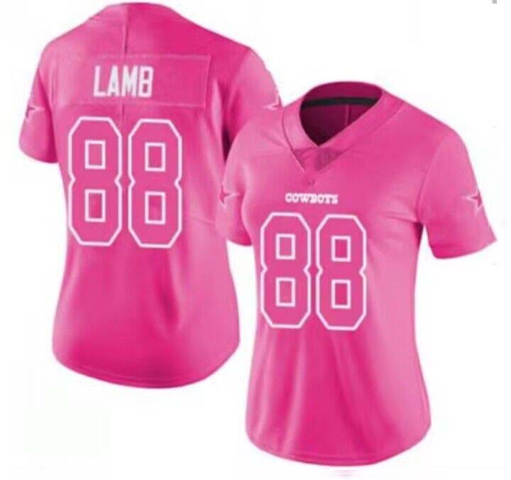 D.Cowboy #88 CeeDee Lamb Pink Stitched Limited Rush Fashion Stitched American Football Jerseys - Main View