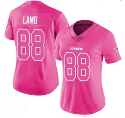 D.Cowboy #88 CeeDee Lamb Pink Stitched Limited Rush Fashion Stitched American Football Jerseys - Main View