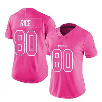 SF.49ers #80 Jerry Rice Pink Stitched Limited Rush Fashion Stitched American Football Jerseys - Main View