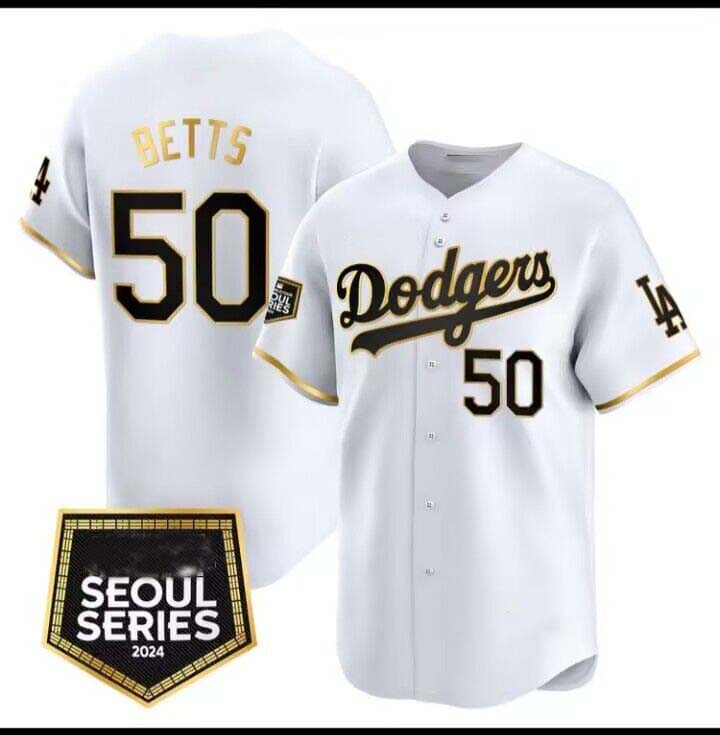 Los Angeles Dodgers #50 Mookie Betts 2024 World Tour Seoul Series Home Limited Player Jersey - White Stitches Baseball Jerseys - Main View