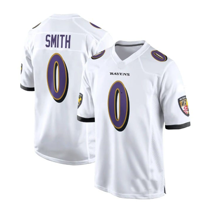 B.Ravens #0 Roquan Smith white Alternate Game Player Jersey Stitched American Football Jerseys - Main View