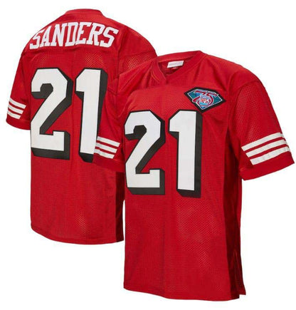 SF.49ers #21 Deion Sanders Mitchell & Ness Scarlet 1994 Authentic American Football Jerseys - Main View
