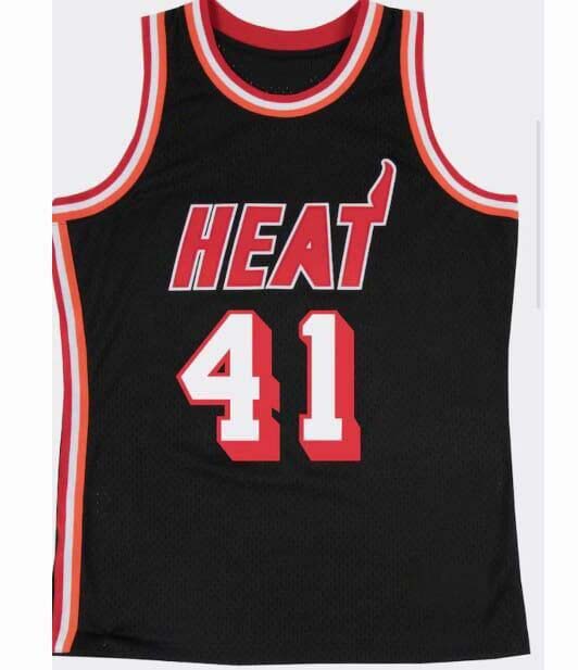 M.Heat #41 Glen Rice 1994-95 Black Hardwood Classic Swingman Stitched American Basketball Jersey - Main View
