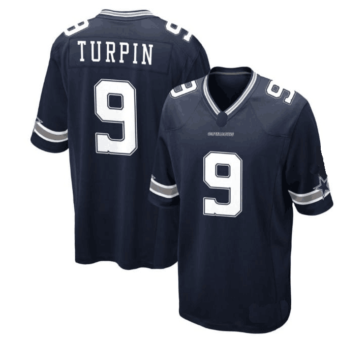 D.Cowboys #9 KaVontae Turpin Navy Game Team Jersey Stitched American Football Jerseys - Main View