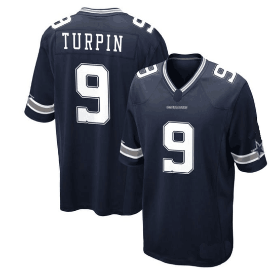 D.Cowboys #9 KaVontae Turpin Navy Game Team Jersey Stitched American Football Jerseys - Main View