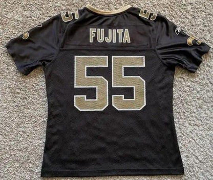 NO.Saints #55 Scott Fujita Black Stitched American Football Jerseys - Main View