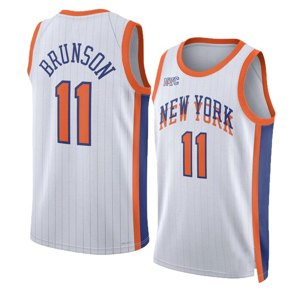 NY.Knicks #11 Jalen Brunson Unisex 2024/25 Swingman Player Jersey - City Edition - White Stitched American Basketball Jersey - Main View