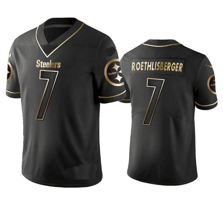 P.Steelers #7 Ben Roethlisberger Black Golden Edition Limited Stitched American Football Jerseys - Main View